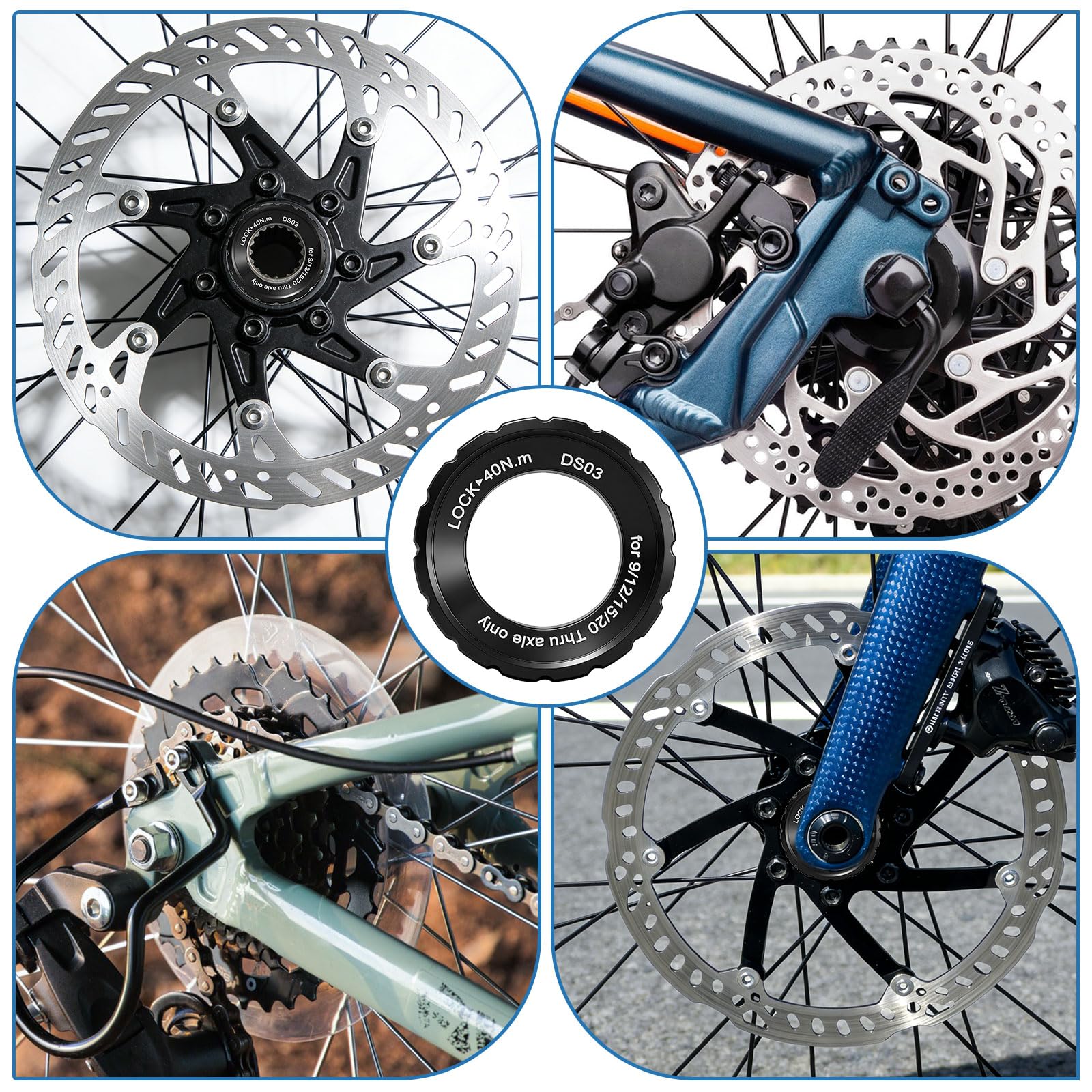Pierścień blokujący Centerlock 44 x 26 x 8 mm, pierścień blokujący ze stopu aluminium, kompatybilny z Shimano do osi wtykowych 9/12/15/20 mm, do rowerów MTB i rowerowych, 2 szt