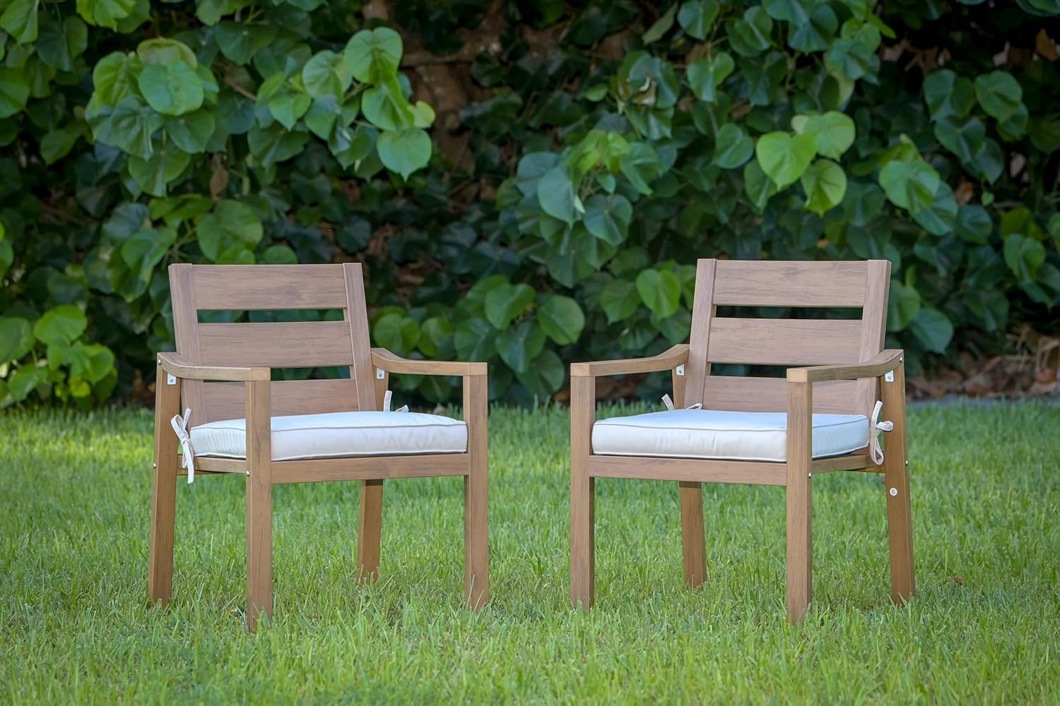 Outdoor Chair Cushions Set of 2 - Weather Resistant Patio Cushions with Sunbrella Fabric - UV Protection Seat Cushion Set - 20" x 18" x 3" in Antique Beige