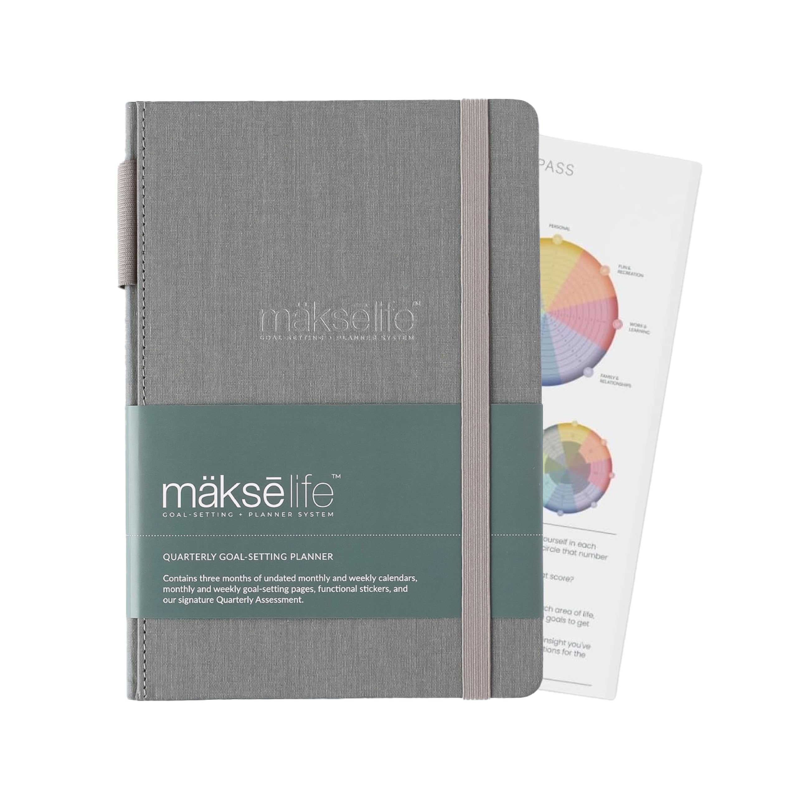 MäksēLife Undated Quarterly Planner - A5 Goal Setting Planner & Personal Journal for Mindful Living, Weekly and Monthly Goal Setting with Habit