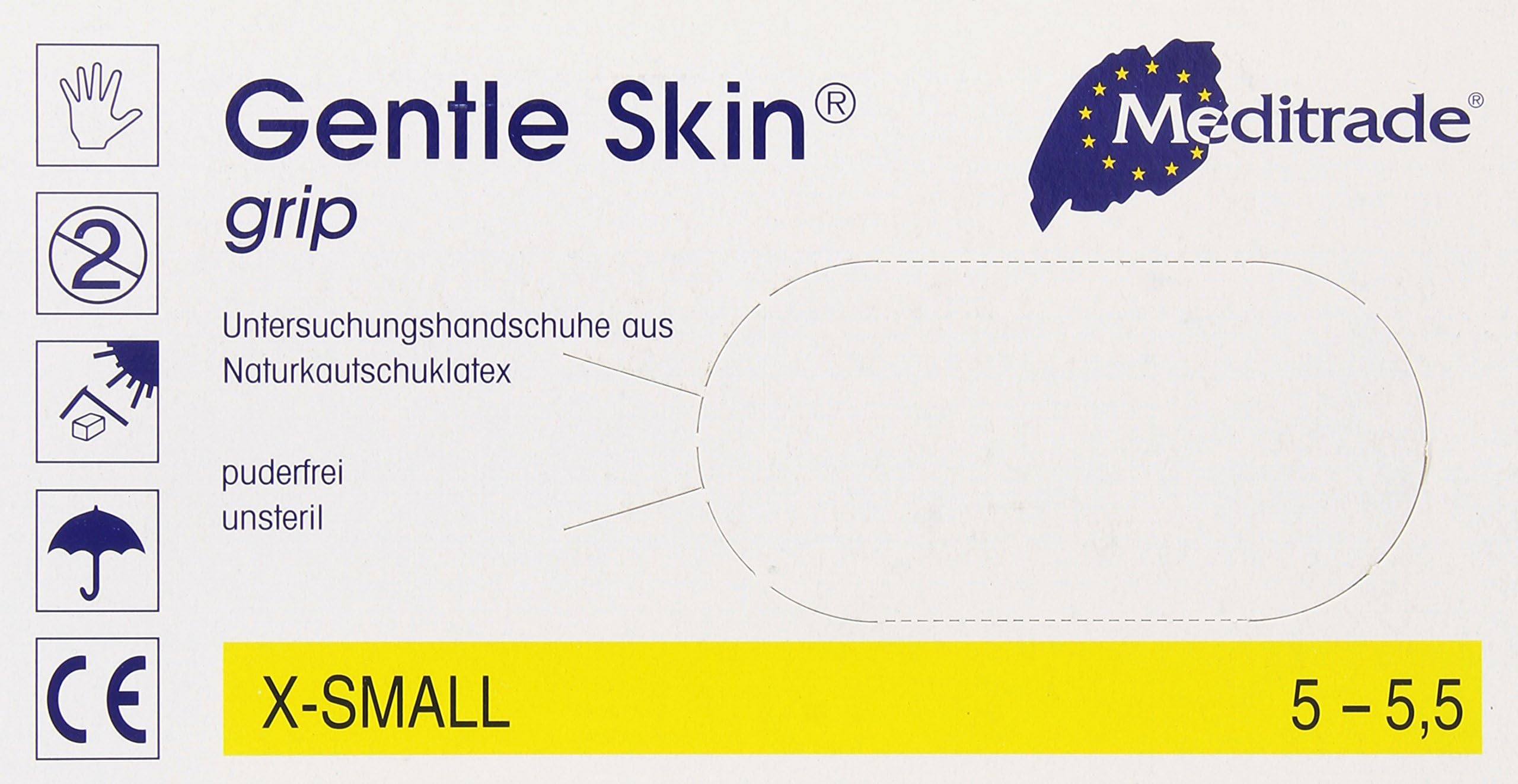 Meditrade Extra Small 1221GRIP Gentle Skin Grip Blue Pack of 100)