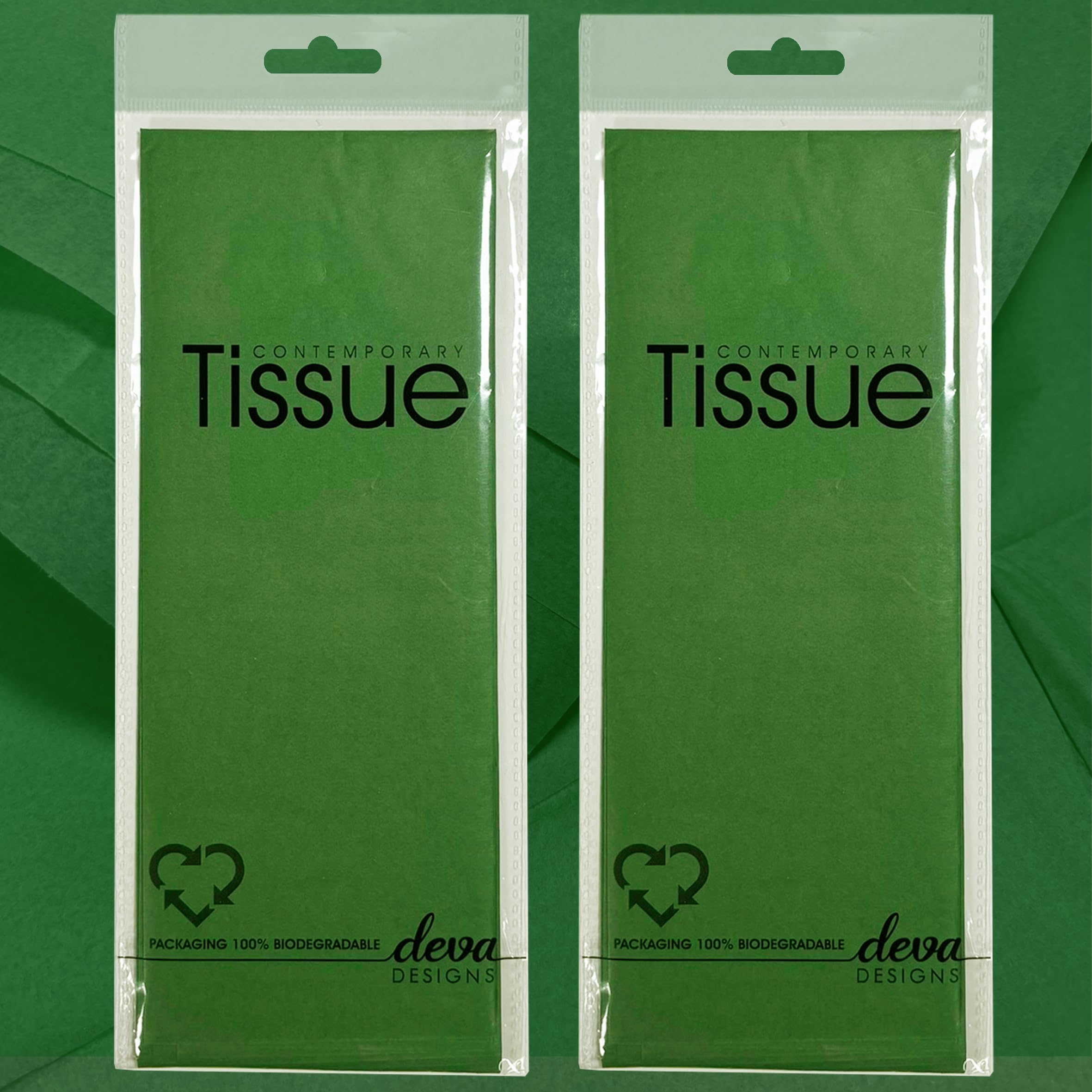 Deva Designs Dark Green Green Tissue | 8 Sheets Of Tissue Paper | 2 Packs, Each With 4 Sheets Premium Quality Tissue | Biodegradable Packaging | Each Sheet 50X70cm, Ideal For Gift Wrapping And Crafting