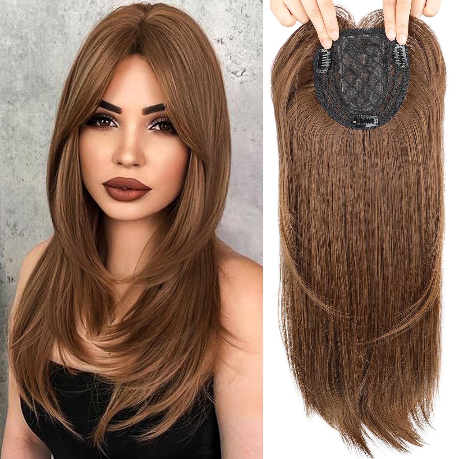 FREEMEIGE Hair Toppers for Women Clip in Topper Hair Long