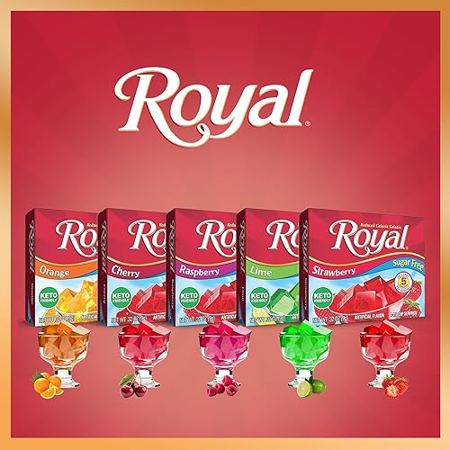 Miniatura 8 de Royal Gelatin Sugar Free Variety Pack of 12-3 Boxes Each - Strawberry, Lime, Orange and Cherry - Make Low Carb Fat Free Gelatin Desserts - Keto Food
