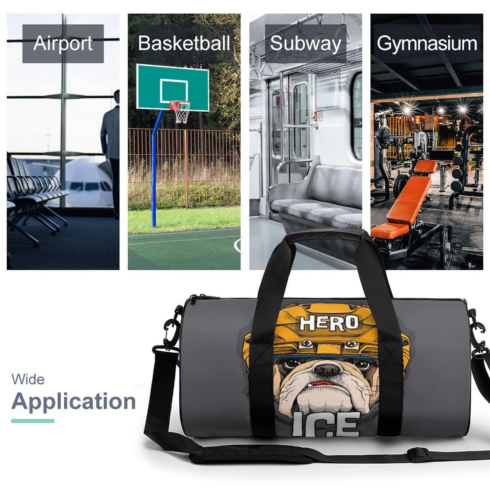 Hockey Bulldog Sac De Sport Gym Sac De Voyage Sac Week-End Duffel Bag pour Camping Randonnée Voyage 45x23x23cm