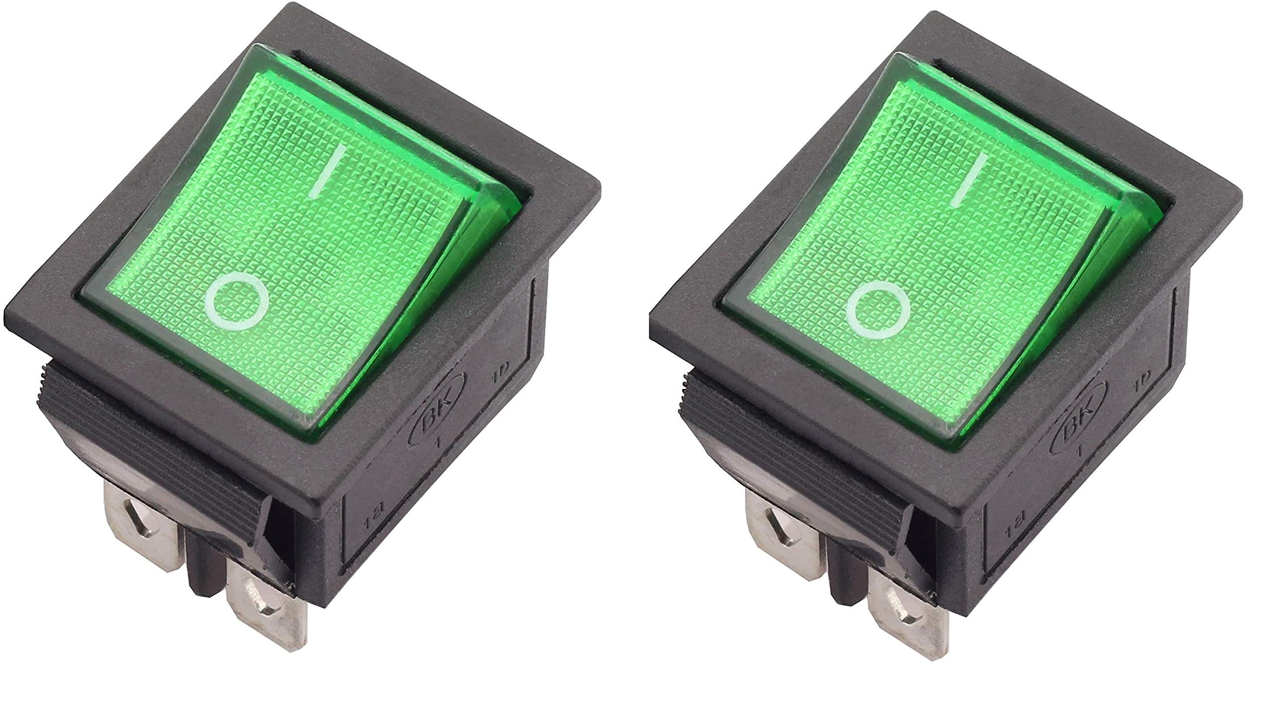 KAMCON? KCD4 DPST ON-Off 4 Pin Rocker Boat Switch Indicator 16A/20A AC 250V/125V for Car Motorcycle Electrical DIY (green, 2)