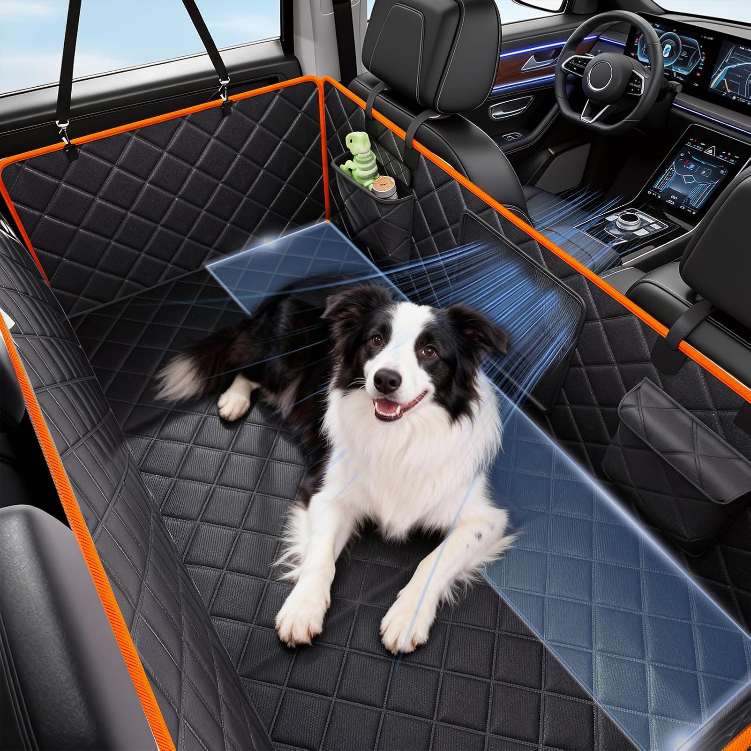 Back Seat Extender for Dogs, Dog Car Seat Cover for Back Seat, Dog Hammock for Car Hard Bottom, Waterproof, Scratch Proof Nonslip, Upgraded Material, SUV, Sedan Medium Truck