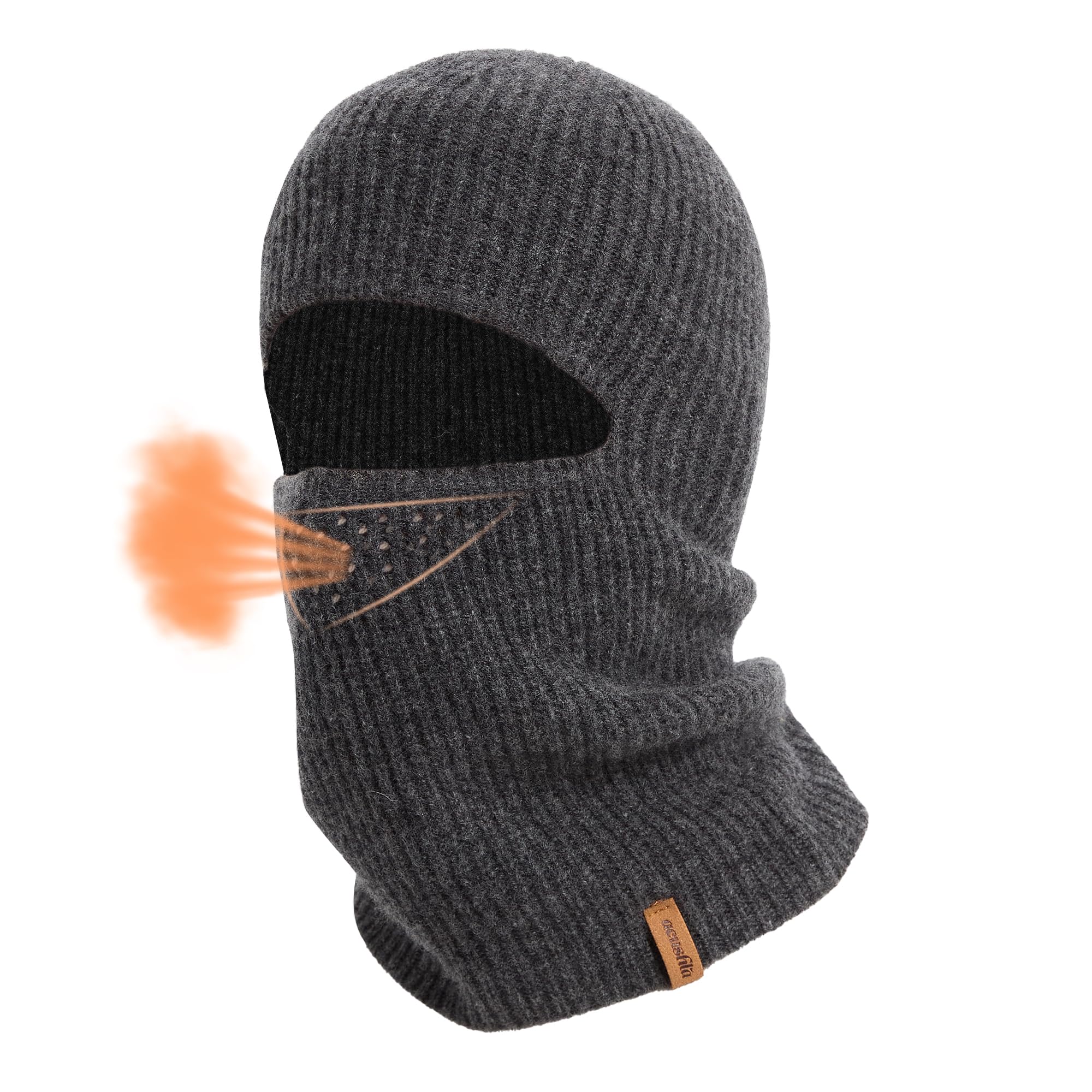 ACUSHLA 100% Merino Wool Balaclava for Men & Women - Winter Ski Mask Thermal Cold Weather Gear Knit Warm Face Mask (Dark Grey)