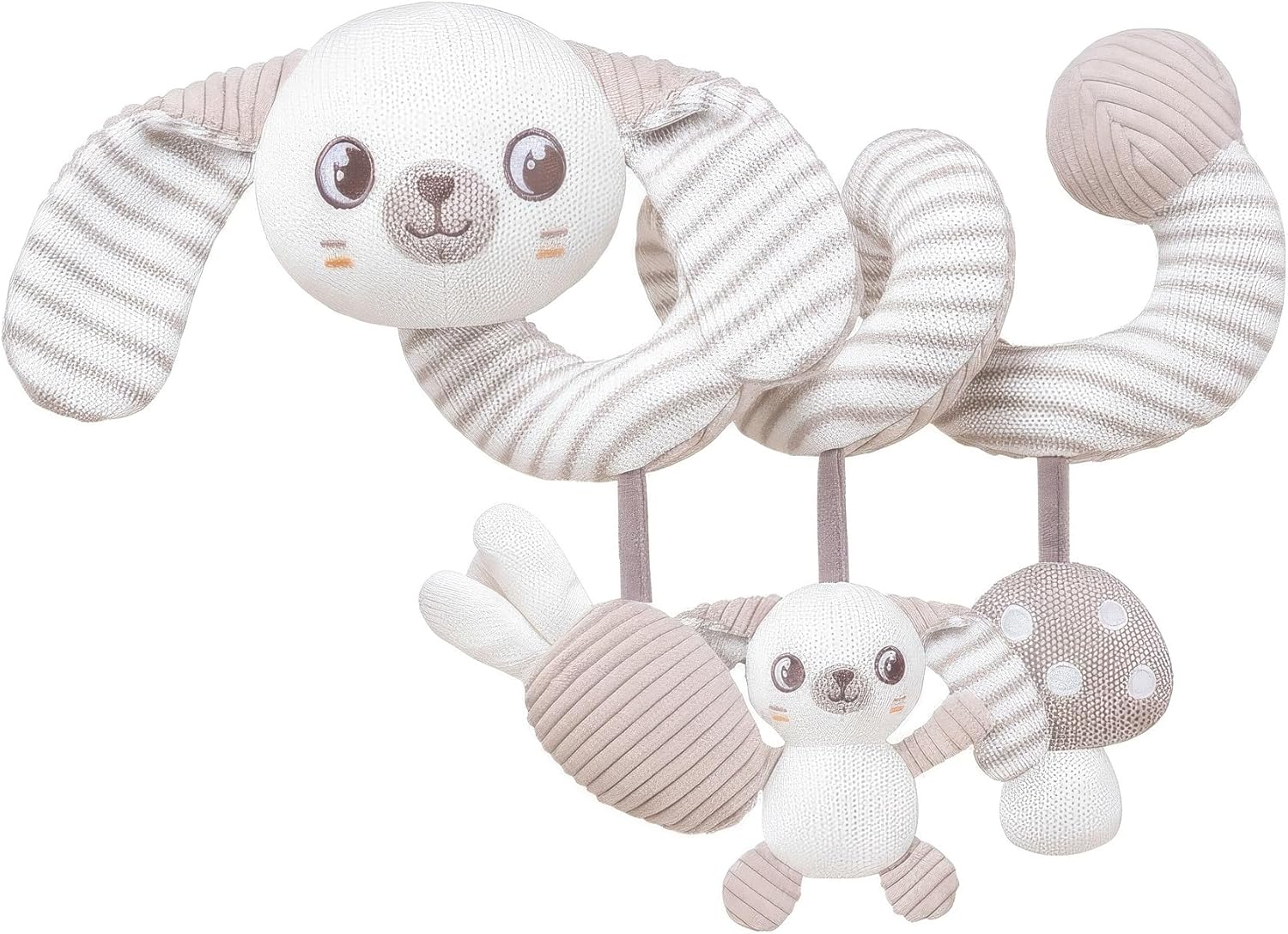 Carseat Toys Hanging Spiral Bunny – Car Seat Toys for Babies, Stroller Toys for Babies 0-6-12 Months, Crib Toys Hanging & Baby Hanging Toys, Newborn Infant, for Baby Gym & Stroller Toy