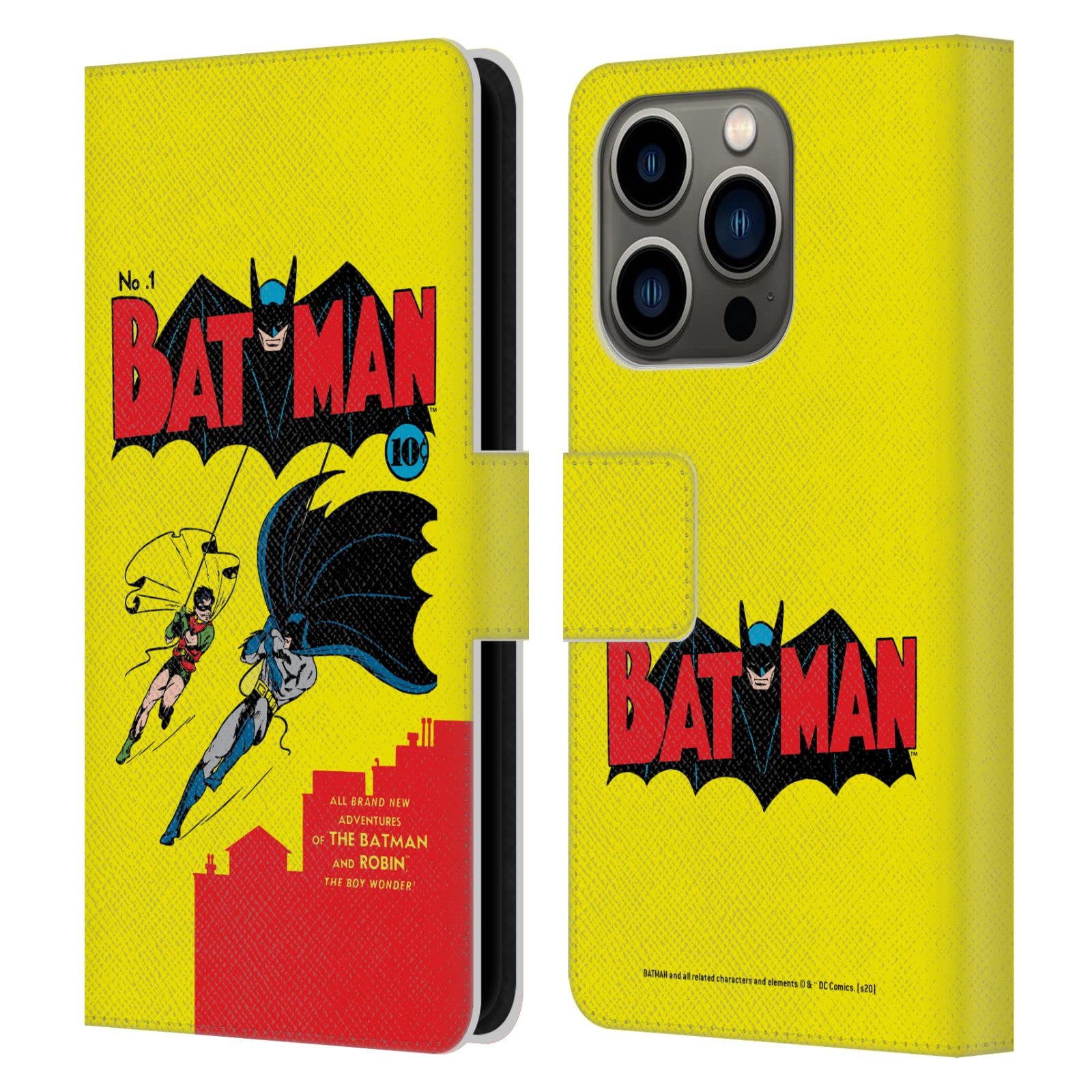 Head Case Designs Officially Licensed Batman DC Comics Number 1 Famous Comic Book Covers Leather Wallet Case Compatible with Apple iPhone 14 Pro