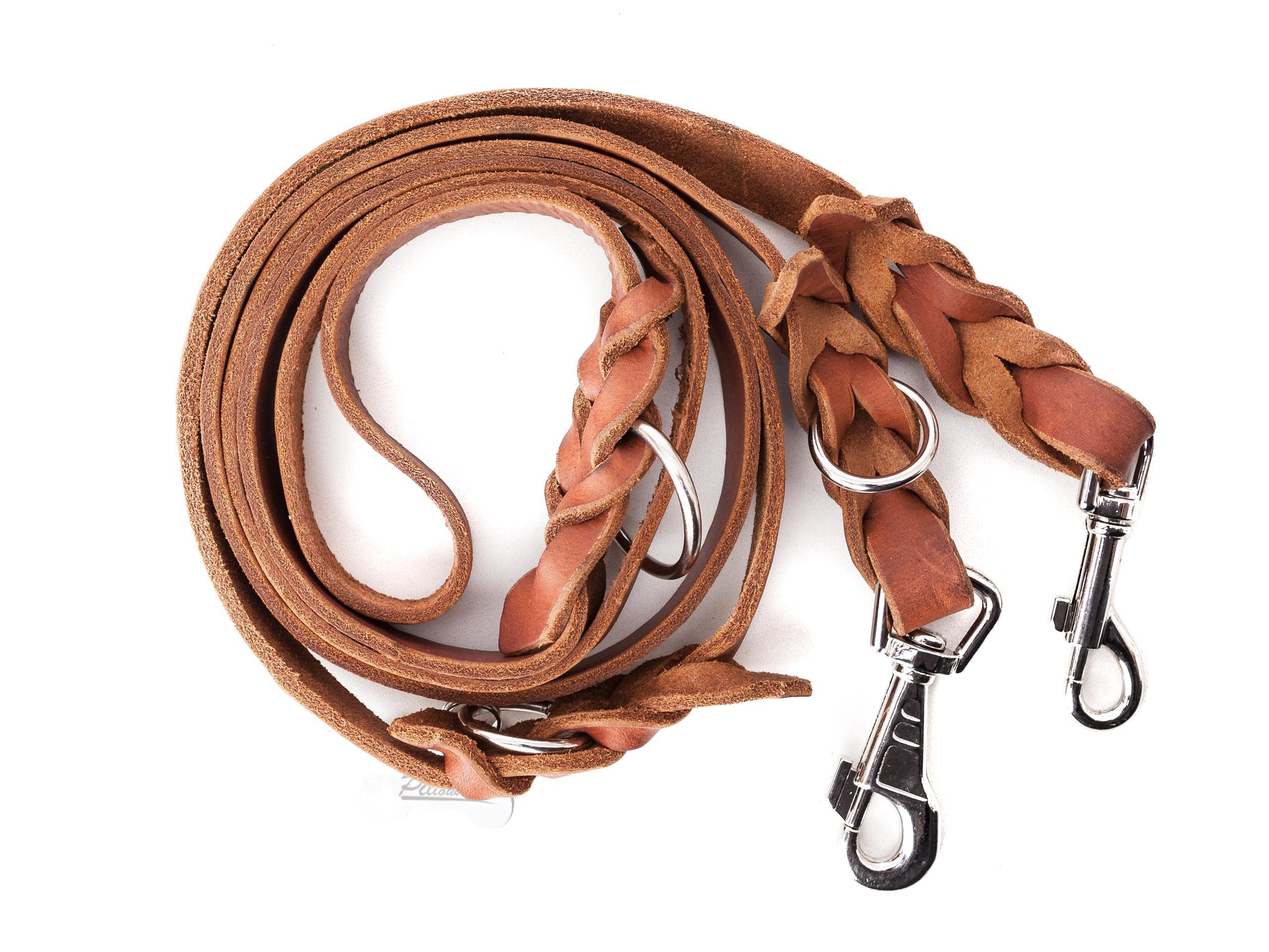 Correa de Piel Ajustable para Perros, Correa de Cuero, Correas Perros, Ajustable Varias Veces, Marrón Claro
