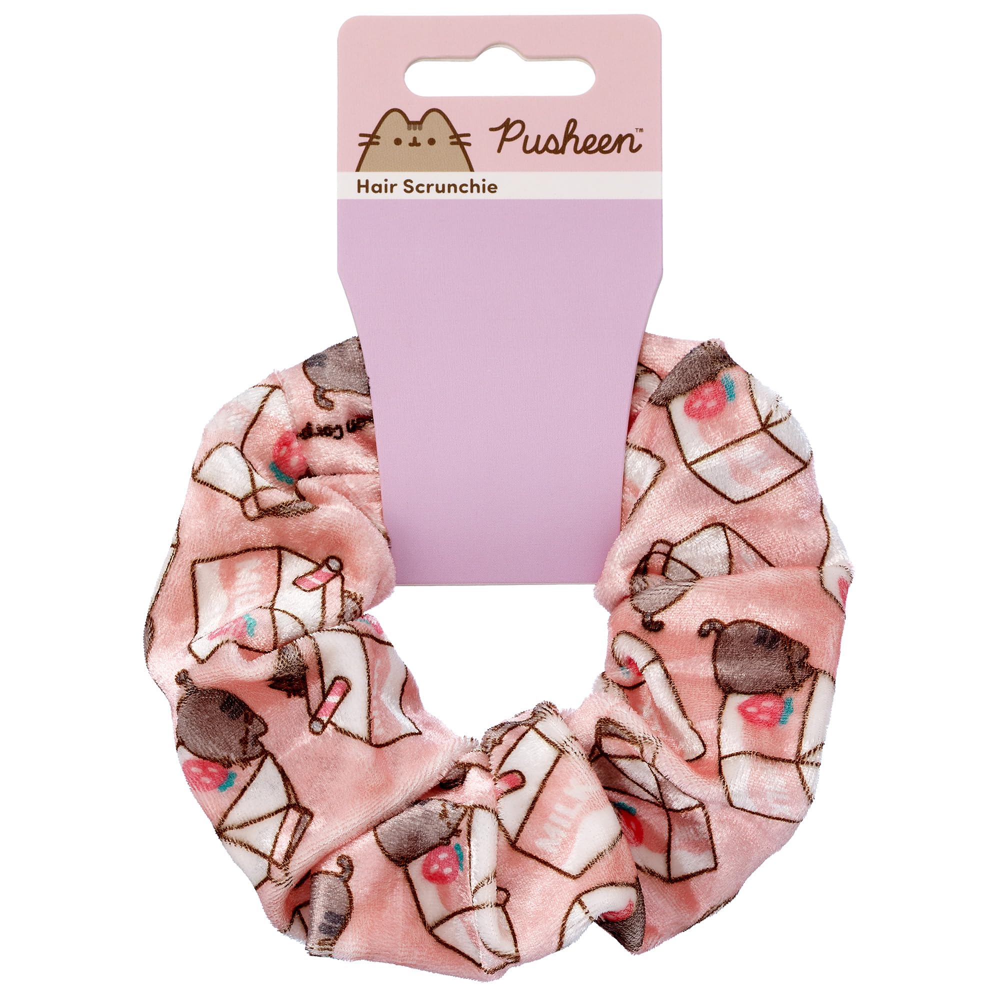 Pusheen the Cat Pink Strawberry Milk Carton Hair Scrunchie - Image 2