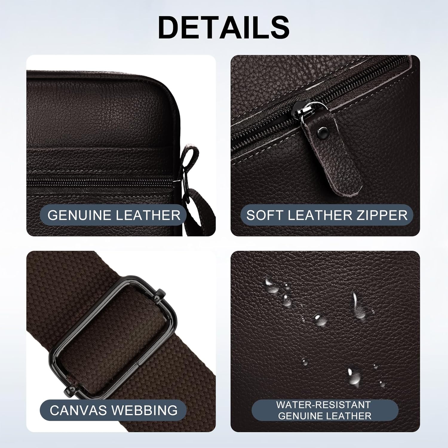 Leathario Men's Crossbody Shoulder Bag, Genuine Leather Small Messenger Satchel for Work Business Travel, Black Side Purse - Image 7