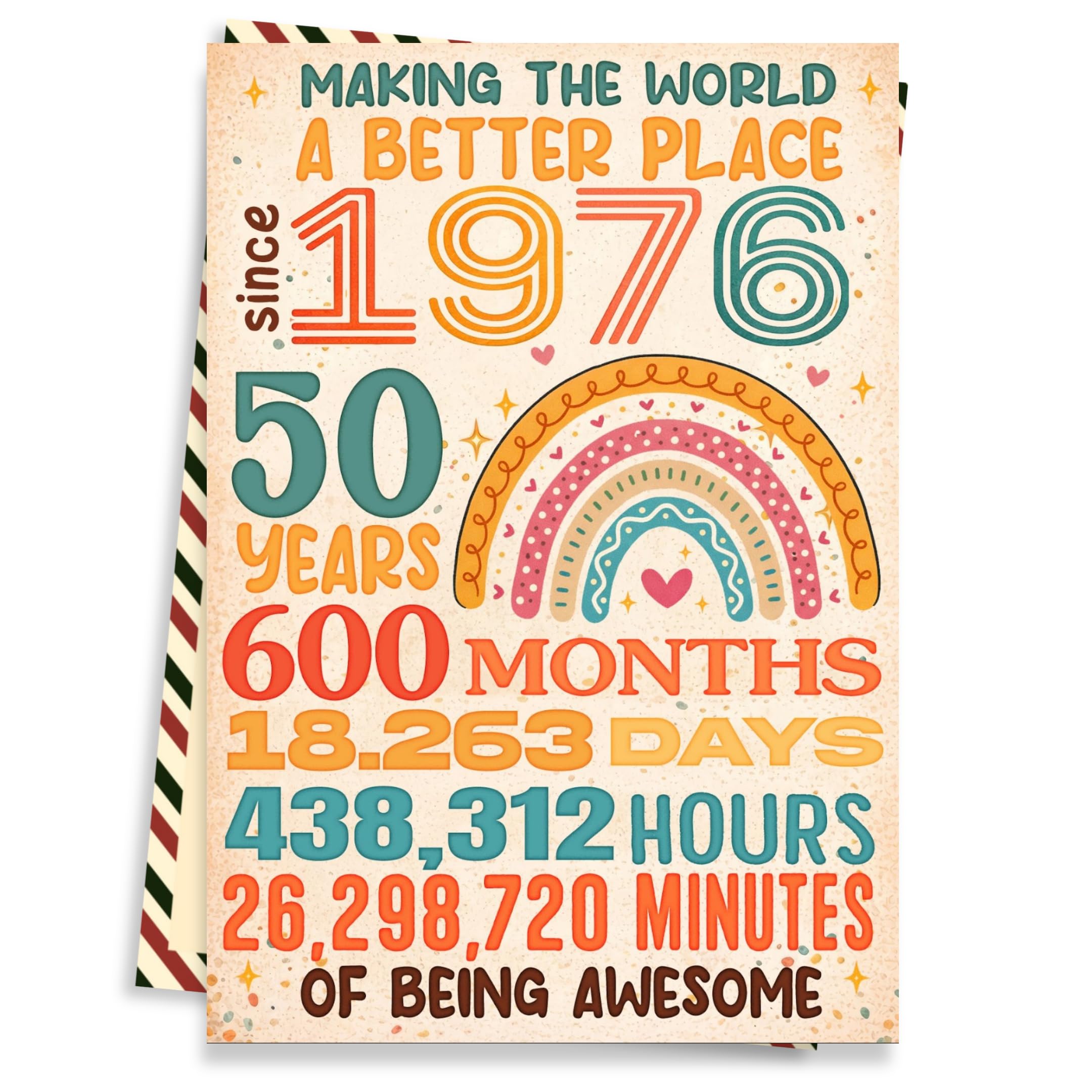 TAMUNBEE 50th Birthday Card, 50th Birthday Cards for Women Men with Seal and Envelope, 50 Year Old Birthdayy Card for Him Her Friend Sister Brother Coworker Husband Wife