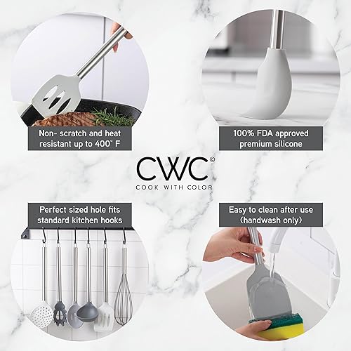 Miniatura 2 de COOK WITH COLOR - Juego de utensilios de cocina de silicona, 38 piezas, fáciles de limpiar, utensilios de cocina para batería de cocina antiadherente