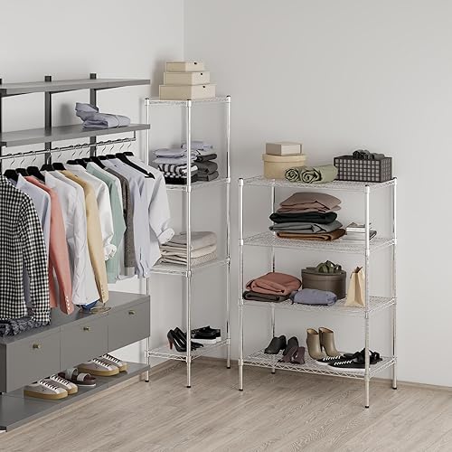 Miniatura 6 de Kit de estantería de alambre cromado de 4 niveles de 21 pulgadas de profundidad x 36 pulgadas de ancho x 54 pulgadas de alto Unidad de estante de