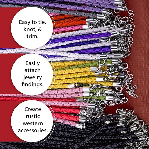 Miniatura 6 de Mandala Crafts Cordón de cuero trenzado Bolo marrón oscuro para manualidades de bolo, 6.5 pies, redondo, de cuero trenzado genuino, cuerda de cuero