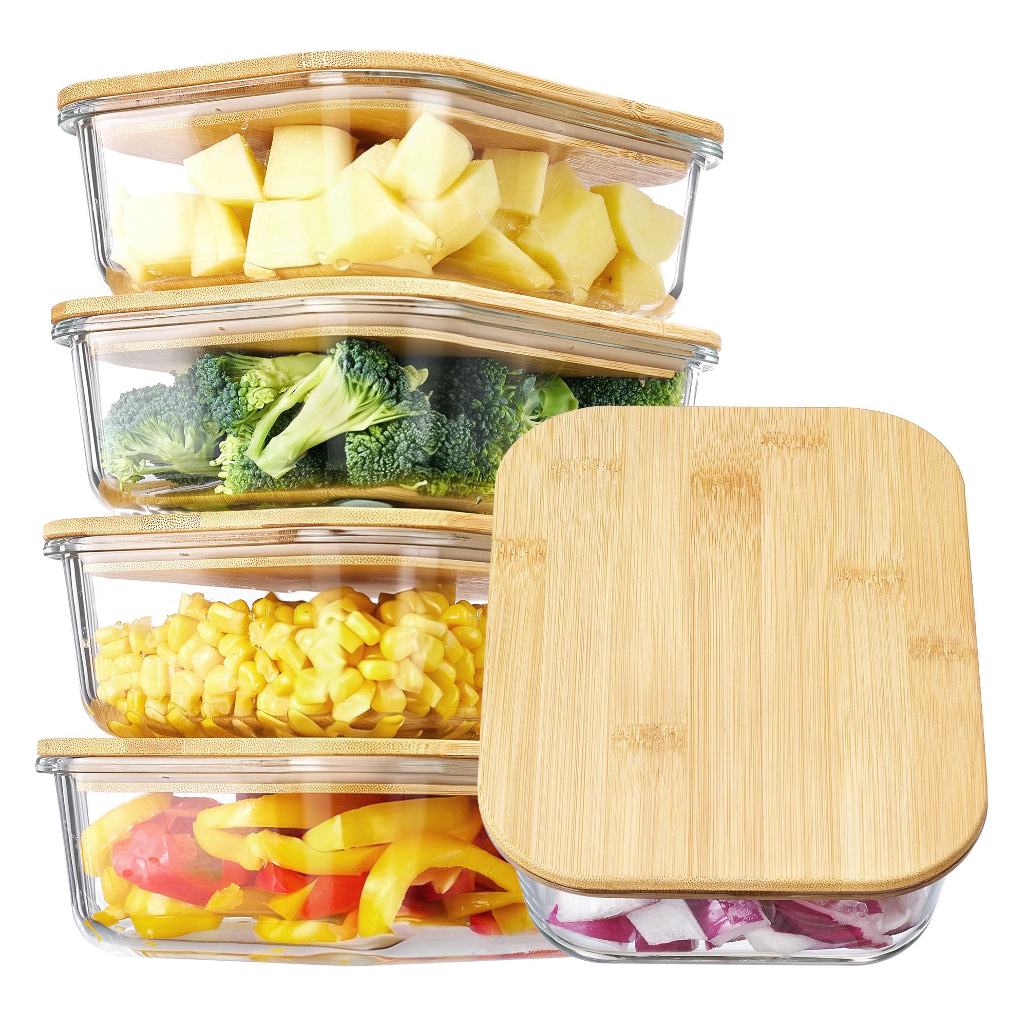 Vtopmart Glass Containers with Bamboo Lids