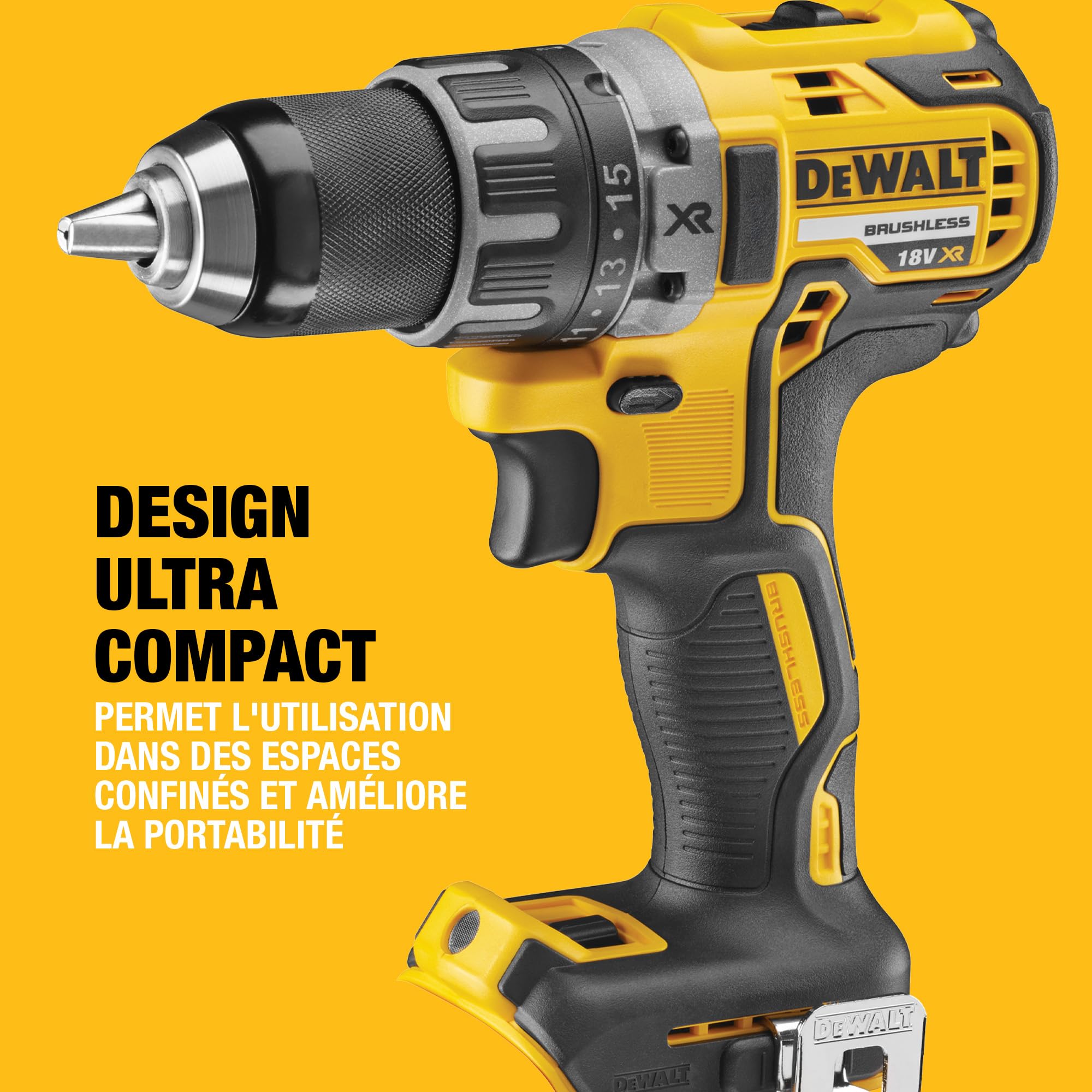 DEWALT - Perceuse-Visseuse compact sans fil XR 18V brushless, avec malette TSTAK (sans batterie), DCD791NT-XJ