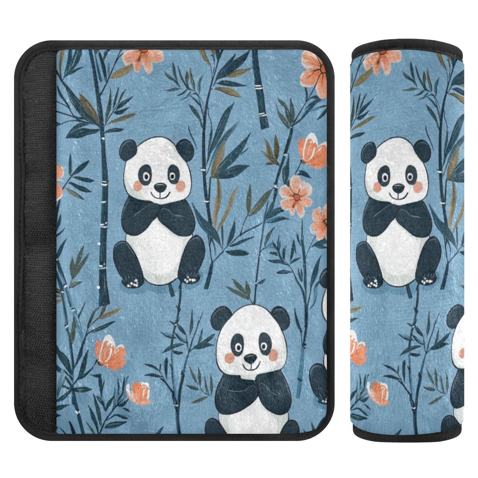Seat Belt Covers 2 Pack Cute Panda Car Seat Strap Covers Super Soft Leaves Car Seat Neck Cover for Boys Girls Adults Babies M
