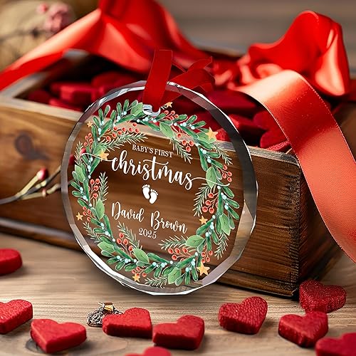 Miniatura 4 de Adorno personalizado de cristal para bebé, adorno personalizado para la primera Navidad del bebé, recuerdo de la primera Navidad, adornos para bebé,