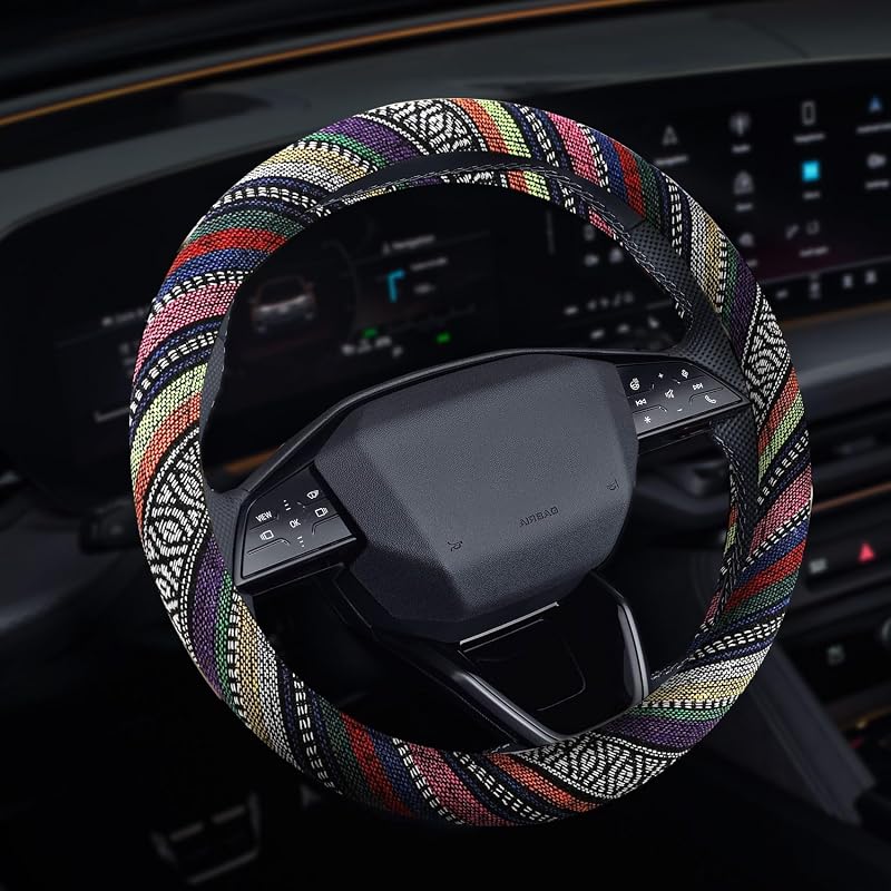 Capa para Volante Boho HQRNYP Hippie-B 38,1 cm (15 pol.) para Carro