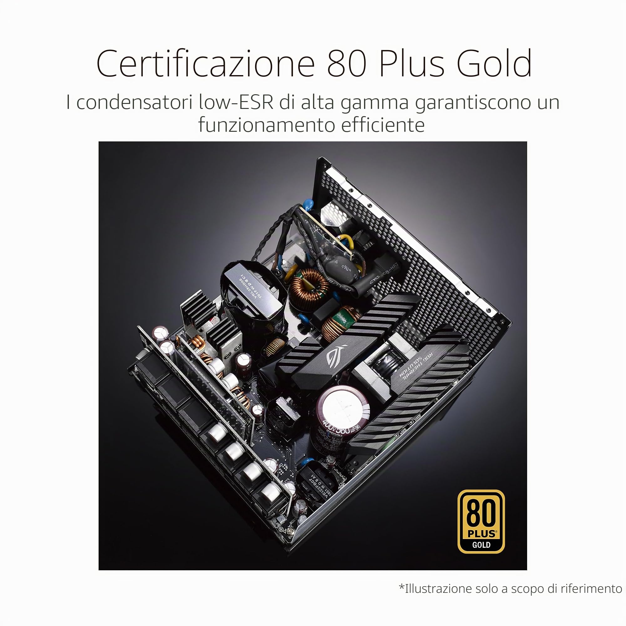 ASUS ROG STRIX 1000 W Gold Gaming Alimentatore (cavo PCIe a 16 pin incluso, 1000 Watt, certificazione 80 Plus, tecnologia 0 dB, ventola Axial-Tech, compatibile ATX 3.0, PCIe 5.0 Ready, nero)