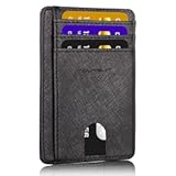 Travel Minimalist Slim Front Pocket Wallet for Men Women, RFID Blocking Credit Card Holder Case (Cross Black)