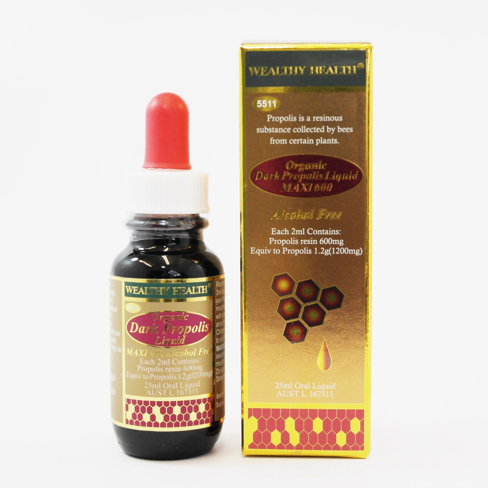 Organic Dark Propolis Liquid Maxi 600 25ml, Made in Australia