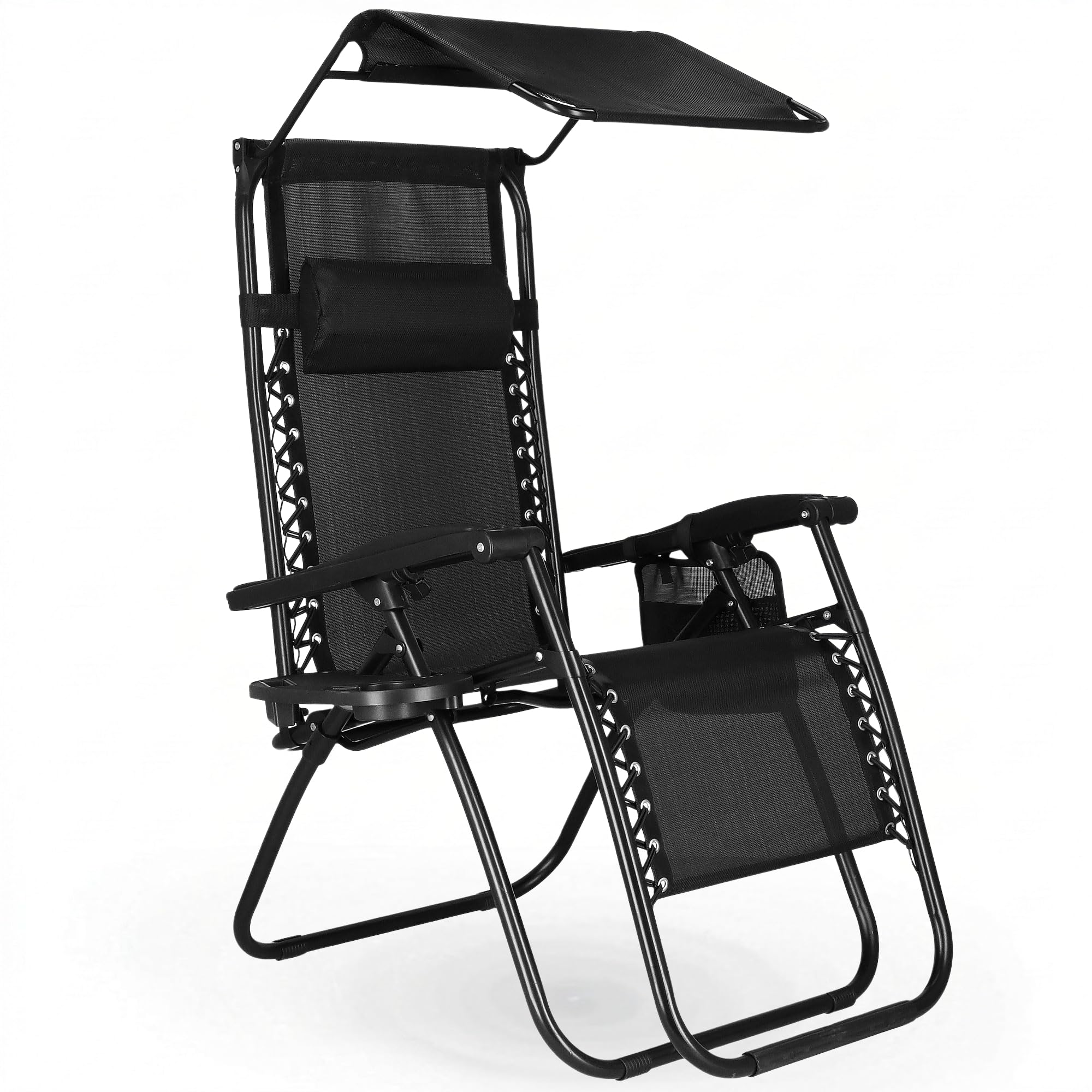 SPRINGOS Chaise Longue avec Pare- Soleil Chaise de Plage avec accoudoirs 62 x 110 cm