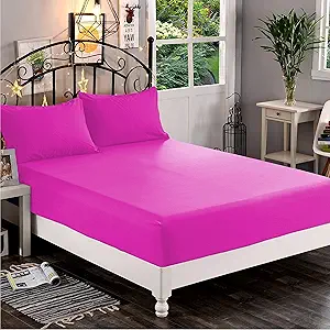 Elegant Comfort 1500 Premium Hotel Quality 1-Piece Fitted Sheet, Softest Quality Microfiber - Deep Pocket up to 16 inch, Wrinkle and Fade Resistant, Full, Hot Pink