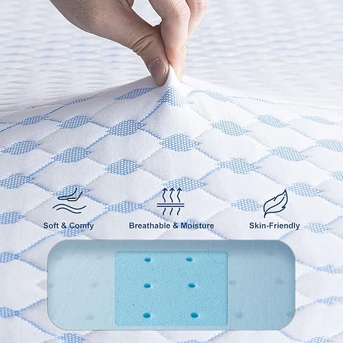 Miniatura 3 de Maxzzz Cubrecolchón de espuma viscoelástica de gel tamaño individual de 3 pulgadas, cubrecolchón de cama ventilado de alta densidad con funda suave