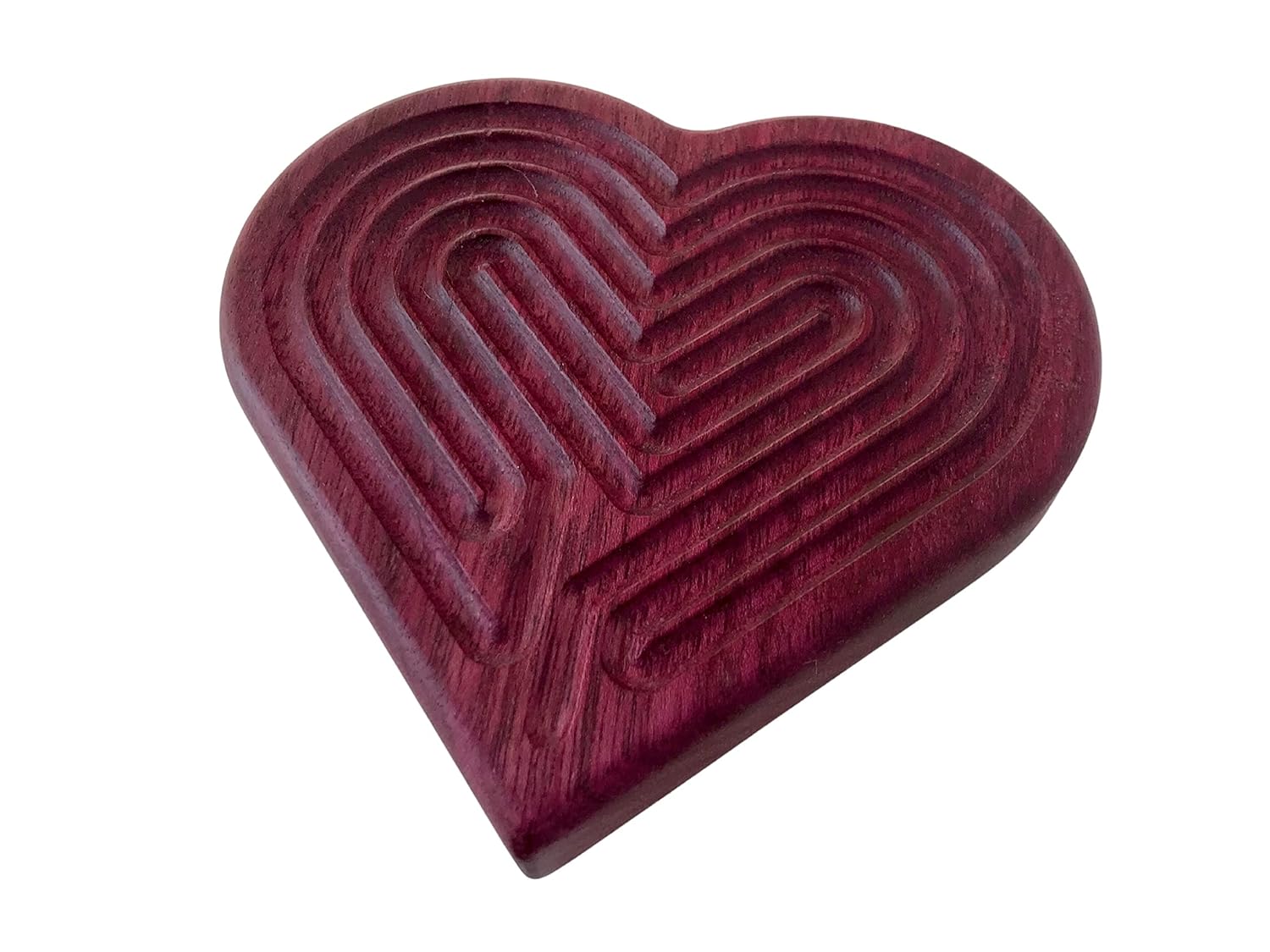 Small Heart Finger Labyrinth Finger Labyrinth for Mindfulness, Meditation and Stress Relaxation, Purpleheart Wood, Handcrafted in USA