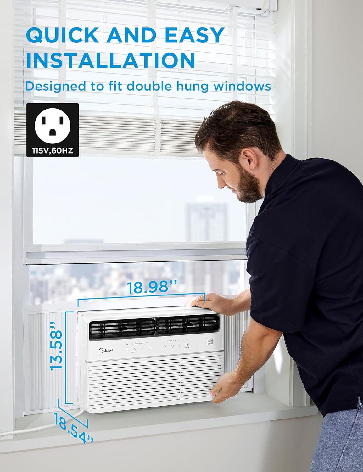 Midea 8,000 BTU Smart Inverter Window Air Conditioner with APP, Alexa Control, 115V AC Unit Cools up to 350 Sq. Ft, Quiet Operation, Energy Saving, Remote & Easy Installation Kit, White