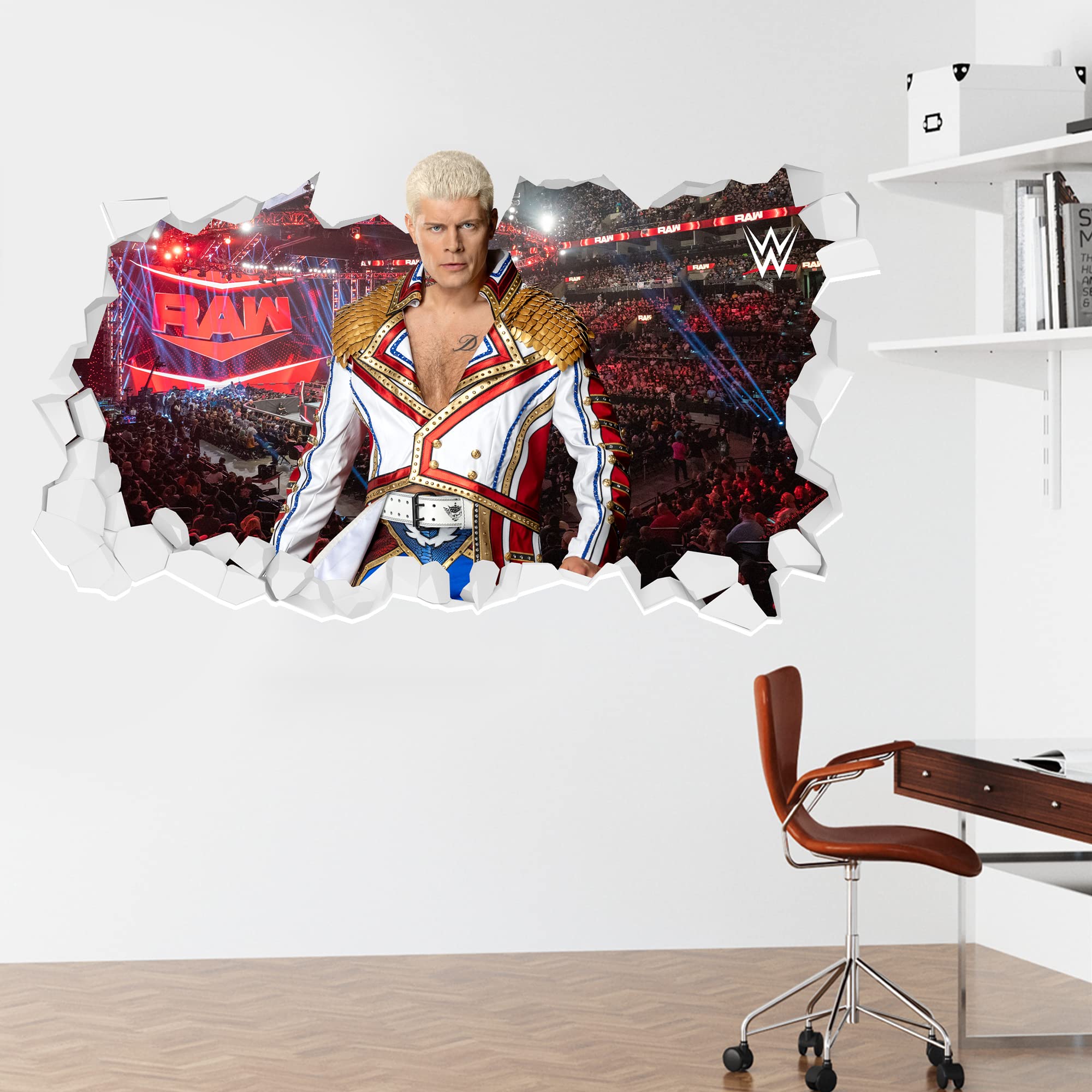 WWE Wall Sticker - Cody Rhodes Broken Wall Decal Wrestling Mural Art (90cm Width x 50cm Height)