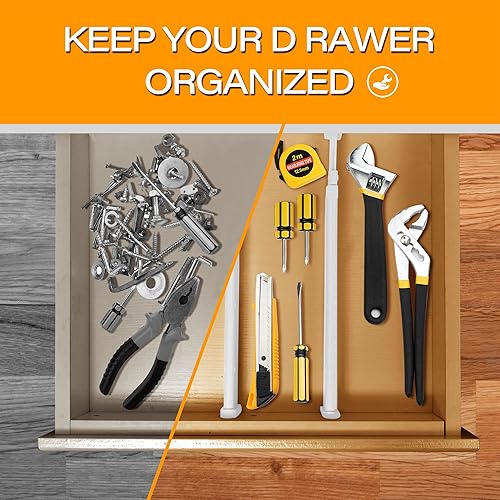 Miniatura 6 de HiYZ Divisores de cajones ampliables con insertos, divisor de cajones de utensilios de cocina grandes, organizadores de cajones ajustables de 2.36