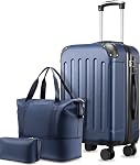 YOETEY Ensembles de bagages à emporter 3 Pièce, housse rigide légère et durable pour voyager avec des roues & TSA Verrouillage, brun blanc