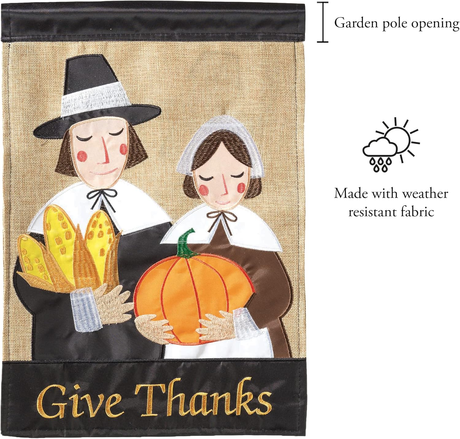 Magnolia Garden Pilgrims Give Thanks Mayflower 13 x 18 Small Double Applique Outdoor Harvest House Flag