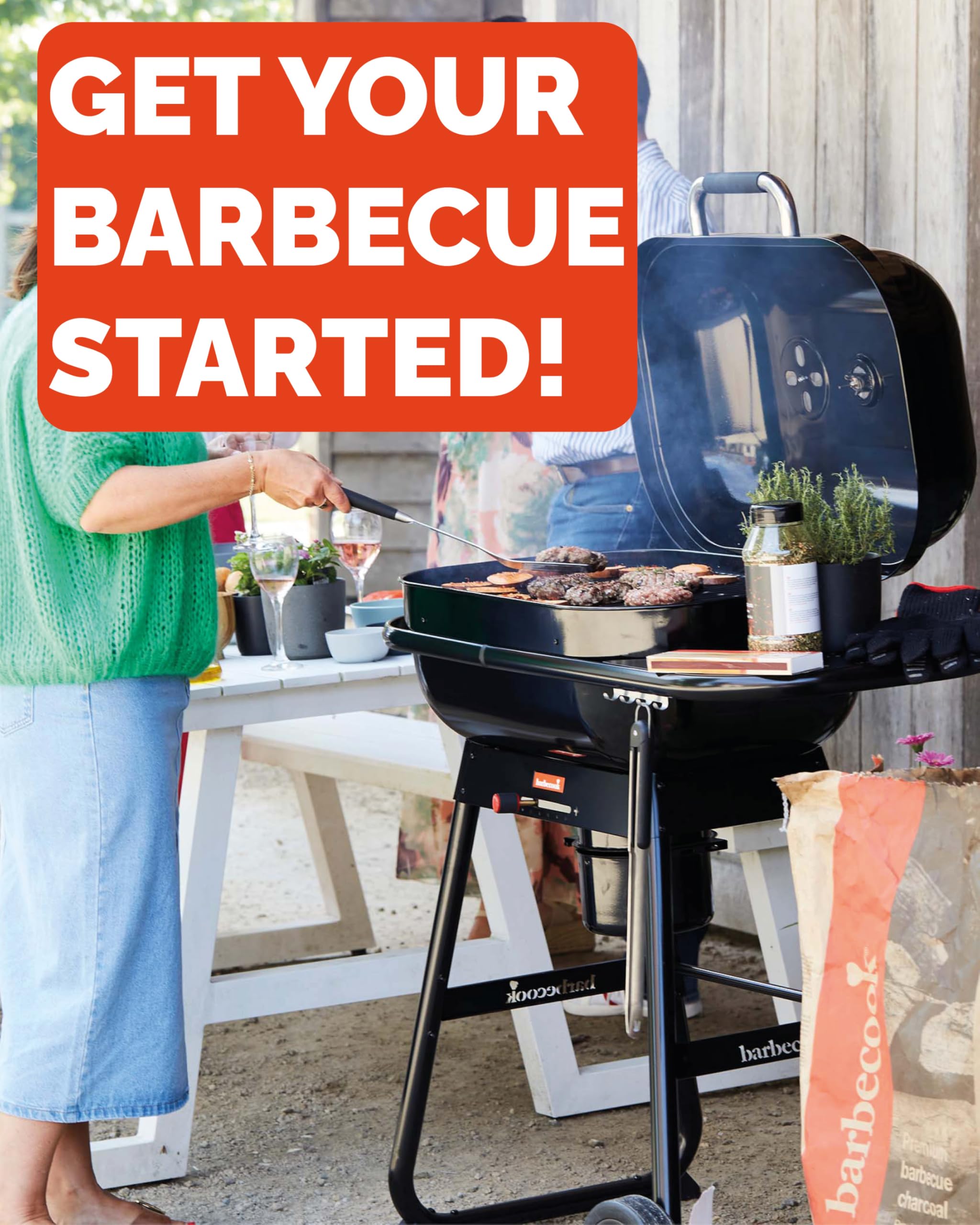 Barbecook Magnus Comfort grill na węgiel drzewny, grill grillowy, ze stołem, 85 x 64 x 110 cm