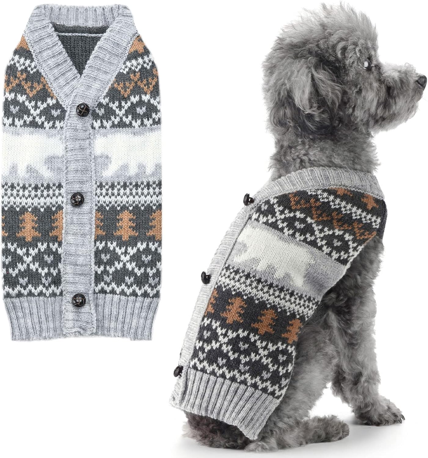 PETCARE Christmas Dog Sweater Vest Grey Elegant Cute Polar