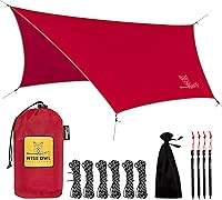 Vista 13 de Wise Owl Outfitters Toldo para Hamaca – Funda de lona impermeable para acampar con estacas de tienda de campaña y bolsa de transporte, refugio
