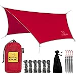 Wise Owl Outfitters Hammock Rain Fly - Waterproof Camping Tarp Cover with Tent Stakes & Carry Bag, Ultralight Shelter for Backpacking & Outdoor Shade