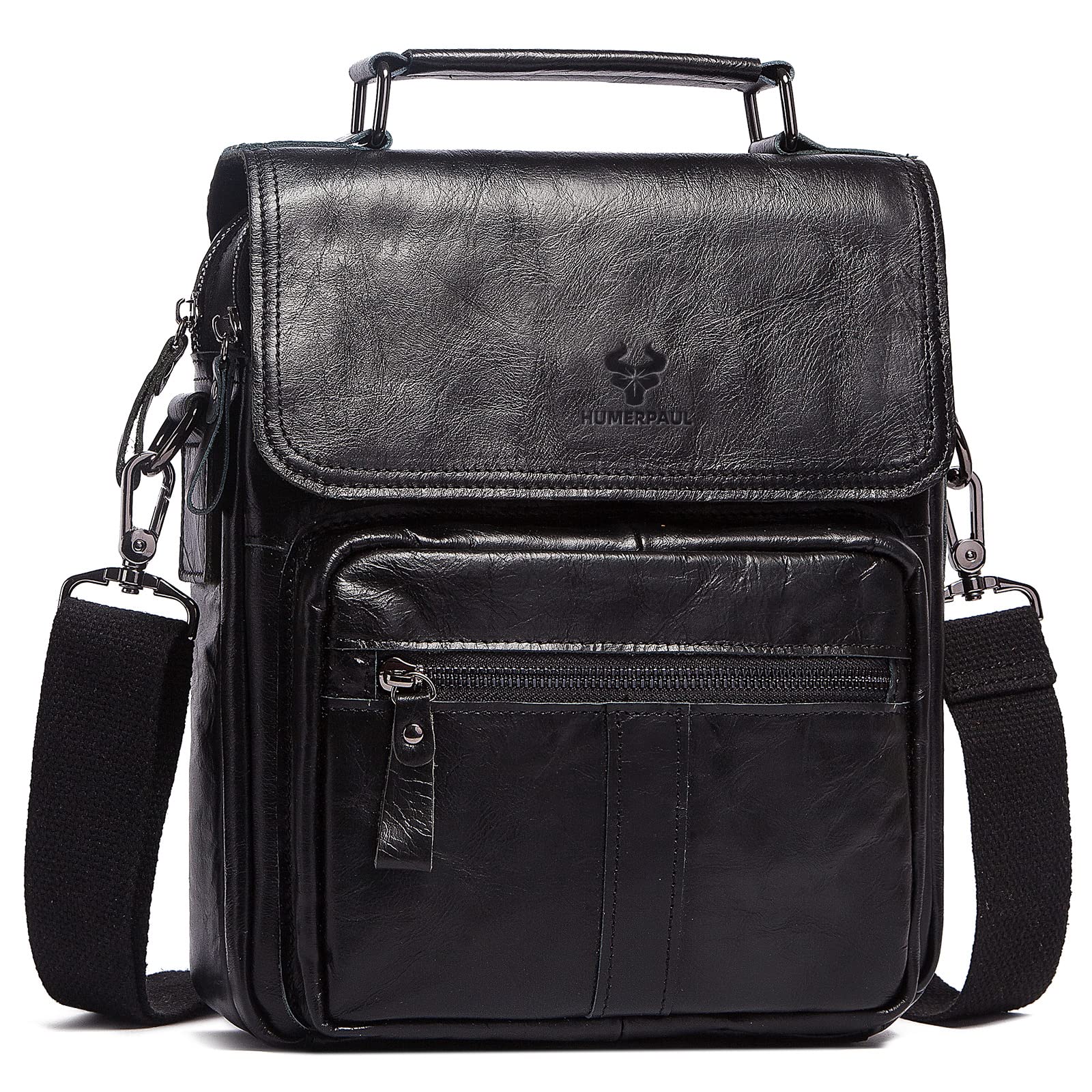 HUMERPAUL Leather Messenger Bag for Men, Shoulder Crossbody Bag with Adjustable Straps for Work Business
