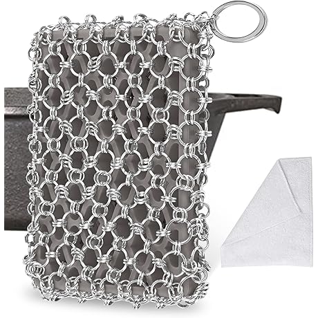 Cast Iron Skillet Cleaner - Large Chainmail Scrubber Cast Iron Sponge