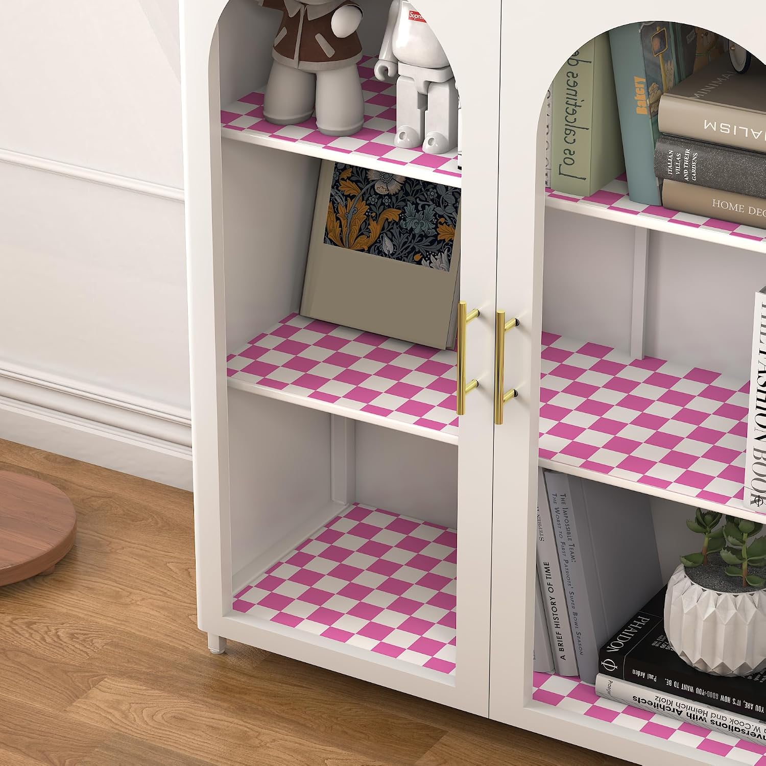 Modern Peel and Stick Wallpaper Pink and White Mosaic Checkered Contact Paper 17.7"x393" Self Adhesive Lattice Wallpaper Removable Decorative Wallpapers for Bedroom Countertops Cabinet Vinyl Roll