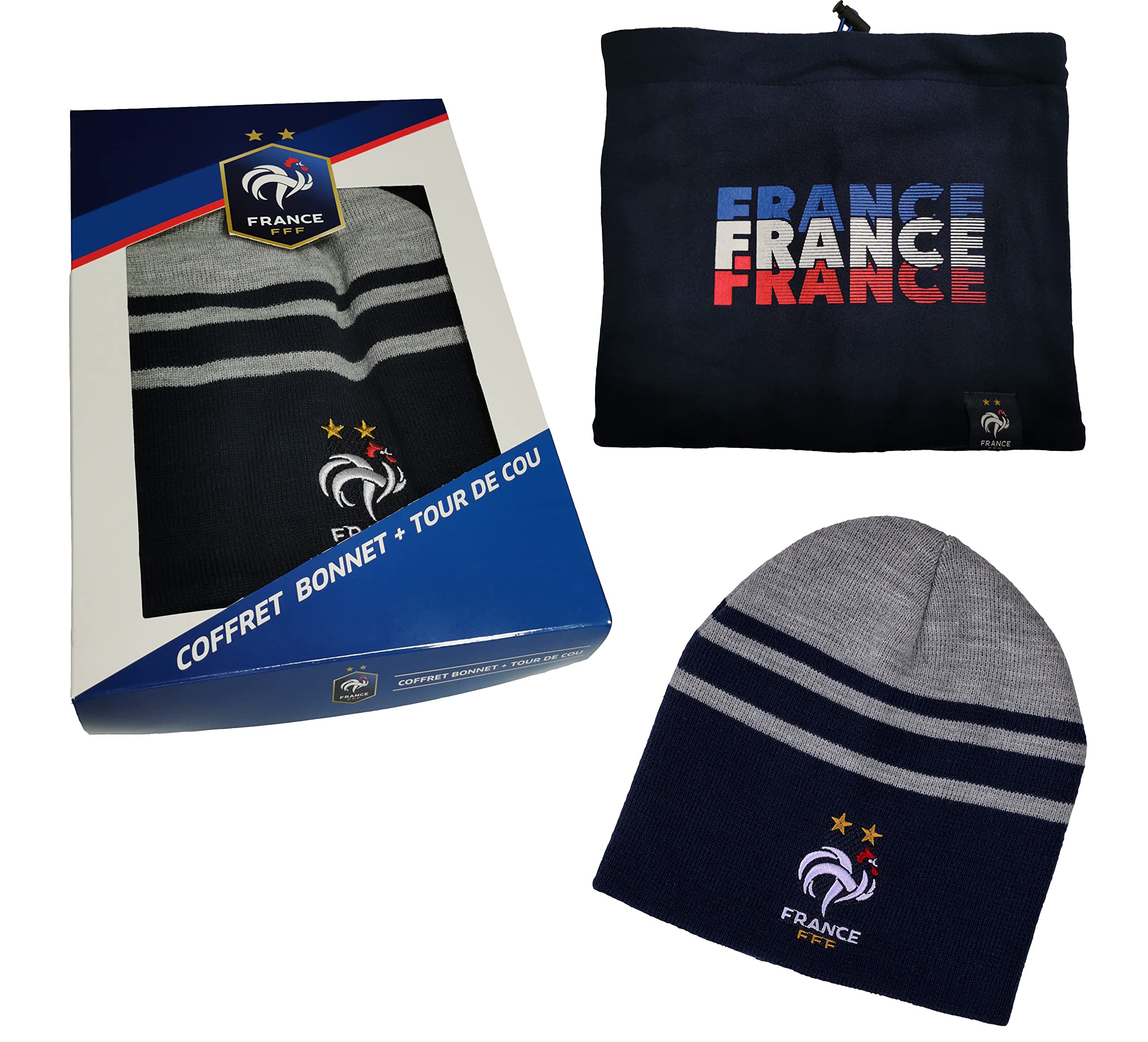 Equipe de France de Football Coffret Bonnet + Cache Cou FFF - Collection Officielle