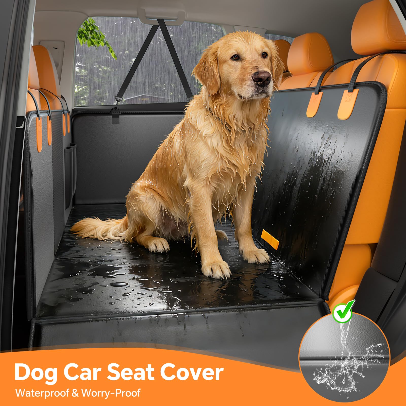 FALDAA Dog Car Seat Cover, Back Seat Extender for Dogs 400LBS Capacity, Dog Hammock for Car PU Leather, Hard Bottom Dogseat Cover Universal Car Fit, Waterproof DogSeat Cover for Car SUV Truck - image 5