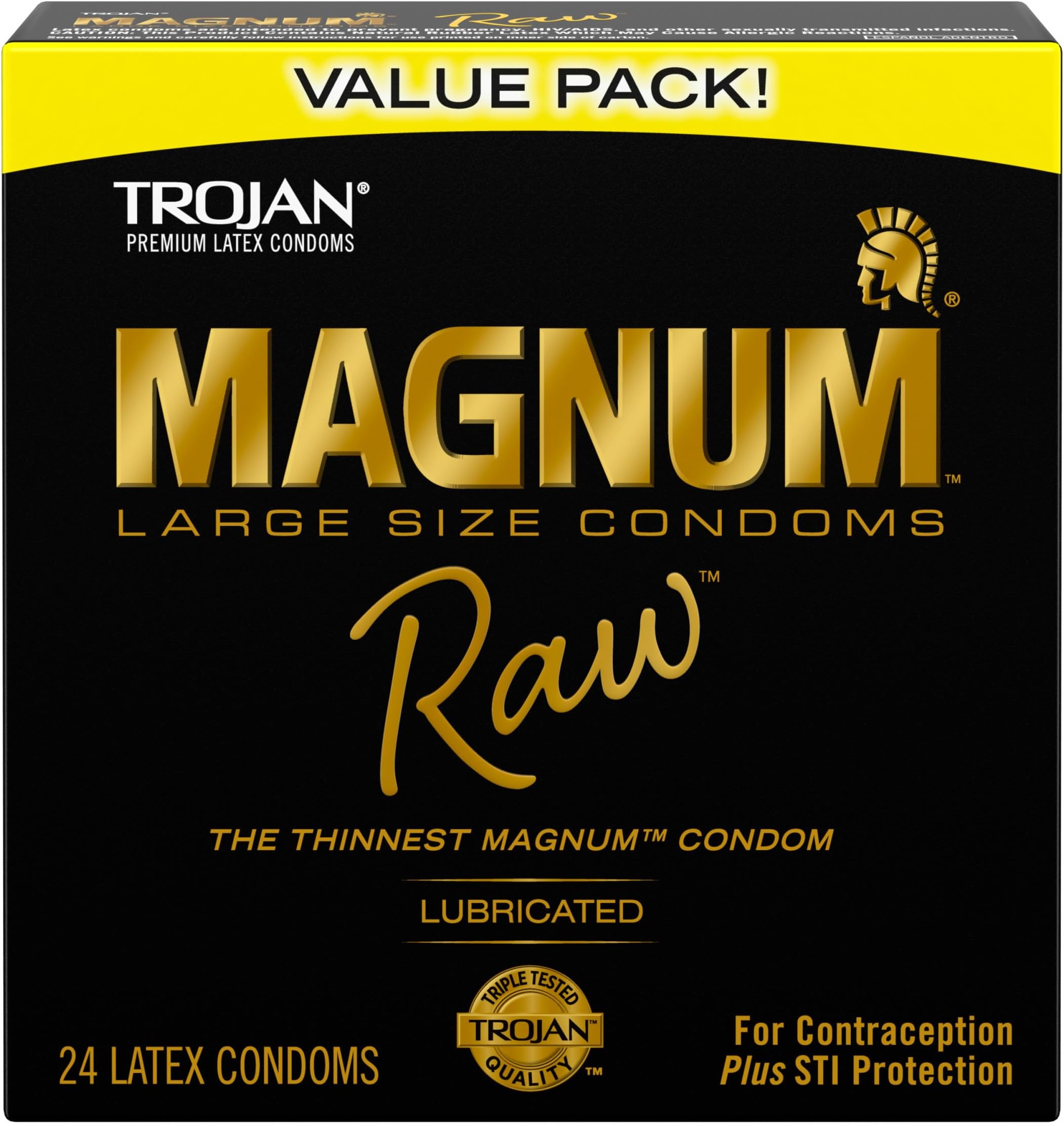 Trojan Magnum Raw Large Size Condoms - 24 Count