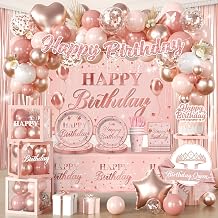266Pcs Rose Gold Birthday Decorations, All-in-One Set for 20 Guests