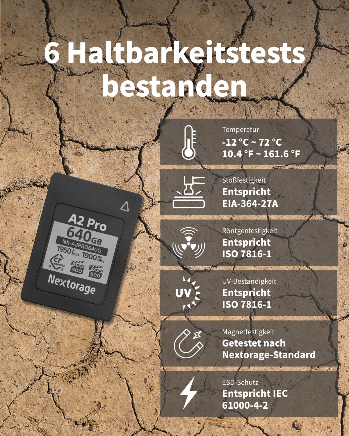Nextorage CFexpress Typ A Karte 640GB, VPG 800 VPG 400 japanische speicherkarte datenspeicher CF Express Type A Card, Kamera Zubehör für Sony/Fujifilm, A2PRO NX-A2PRO640G