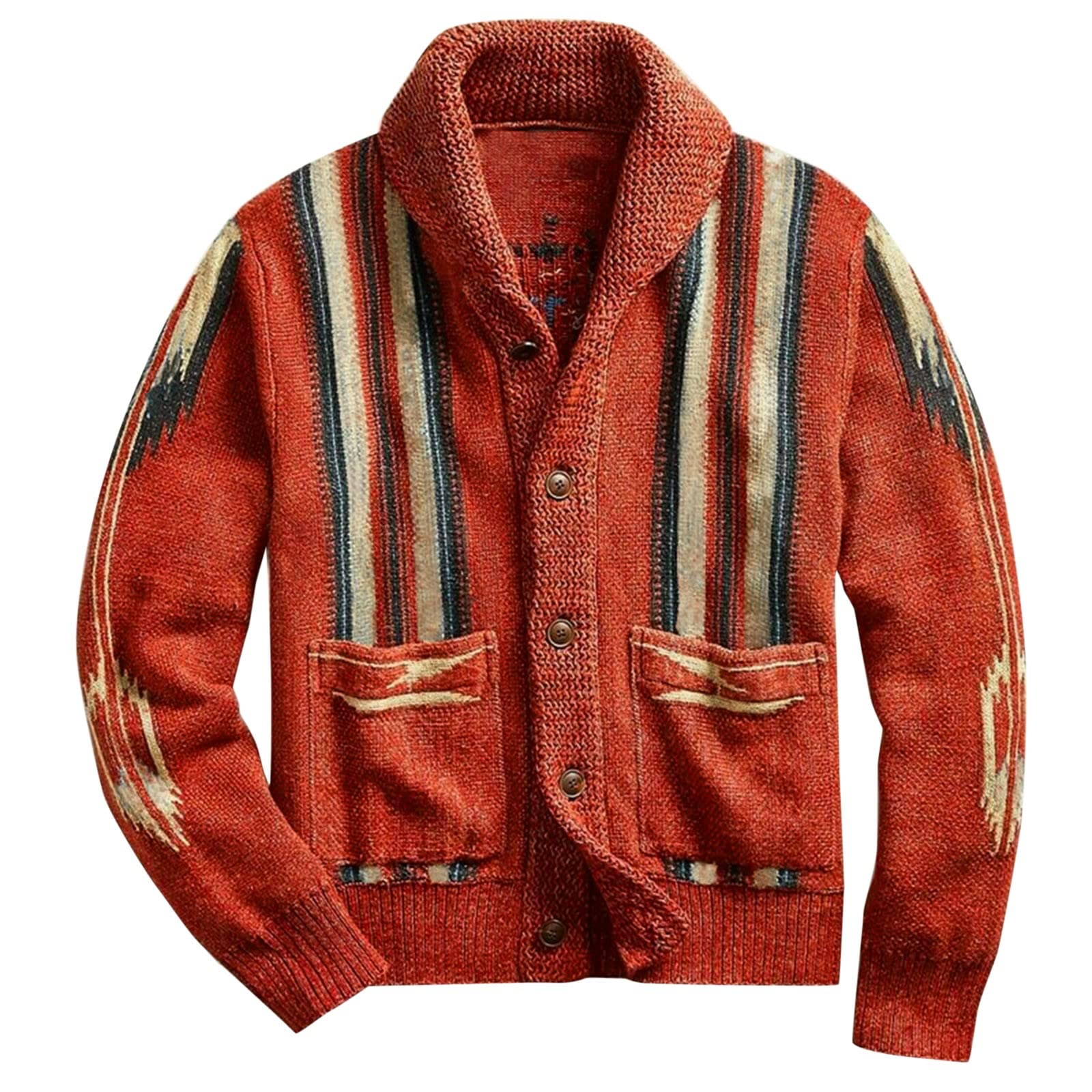 Suéter de solapa largo tipo cárdigan de punto jacquard multicolor 5